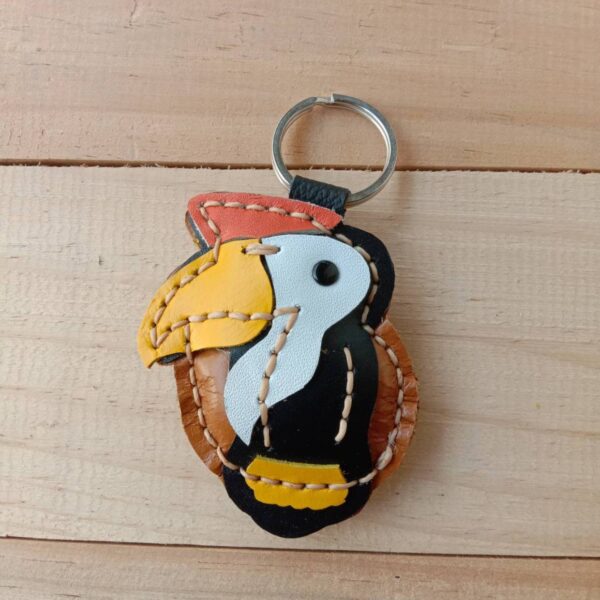 Genuine leather hornbill keychain