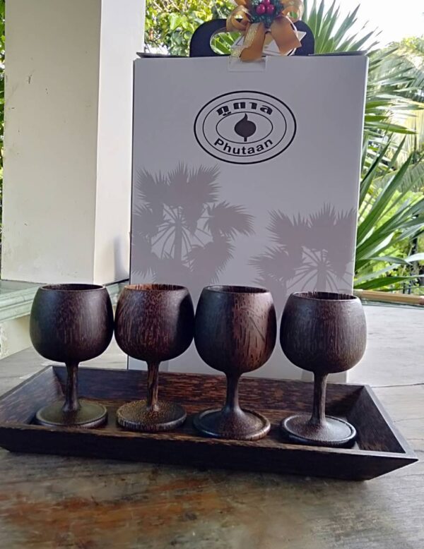 Palm wood products, wine glasses