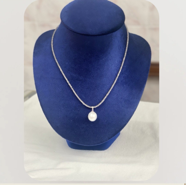 South Sea Pearl Pendant & Crystal Necklace