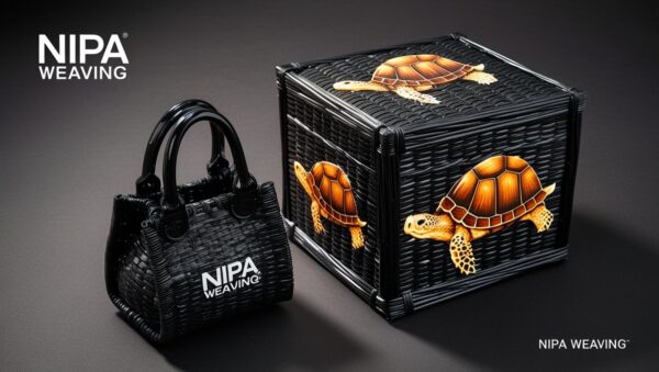 Square bag, black, turtle pattern, soft leather